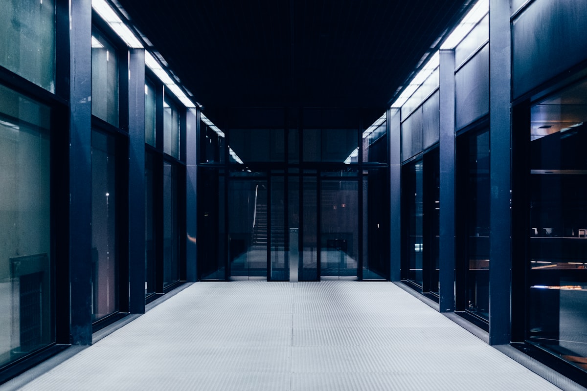 Clean professional server racks in a data centre aisle