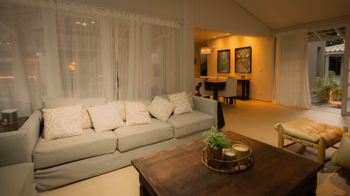 Warm living room with soft mood lighting